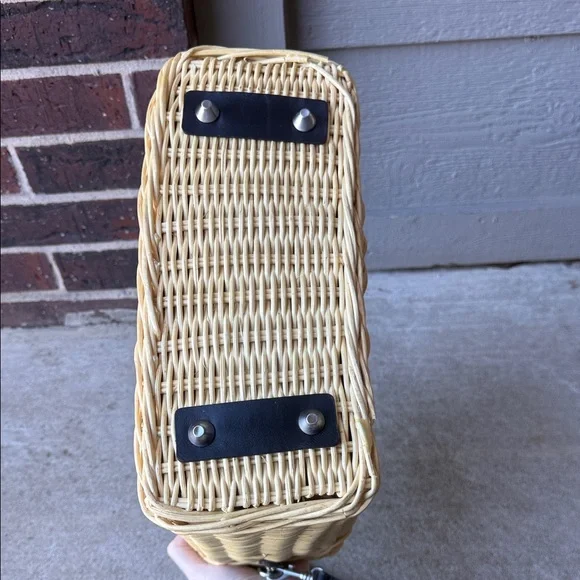 Patricia Nash Yellow Lemon Print Wicker Tote - Picture 5 of 6